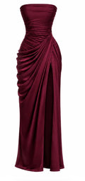 Sırtı Korseli Komple Drape Detaylı Fularlı Lavina Abiye - BORDO Ön sipariş