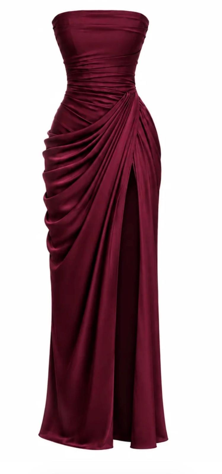 Sırtı Korseli Komple Drape Detaylı Fularlı Lavina Abiye - BORDO Ön sipariş