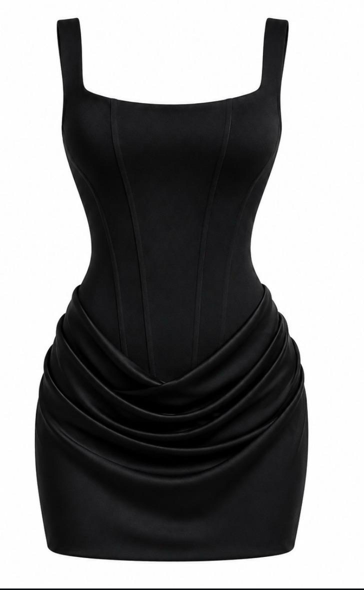 Bella Drapeli Saten Mini Elbise - Penbe