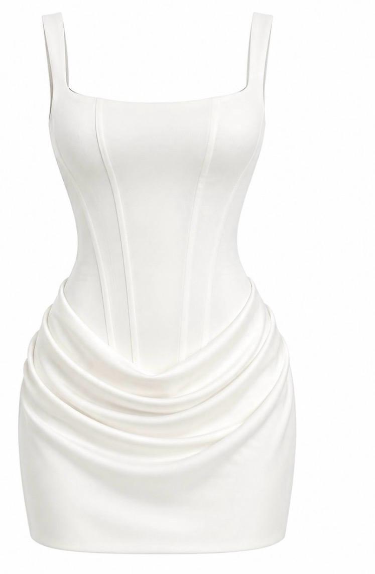 Bella Drapeli Saten Mini Elbise - Penbe