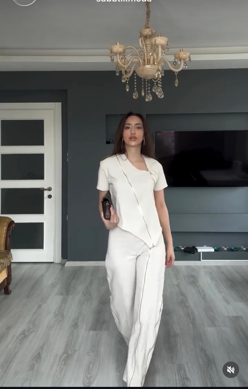 Premium Fermuar Detaylı Tasarım Taş Renkli Takım