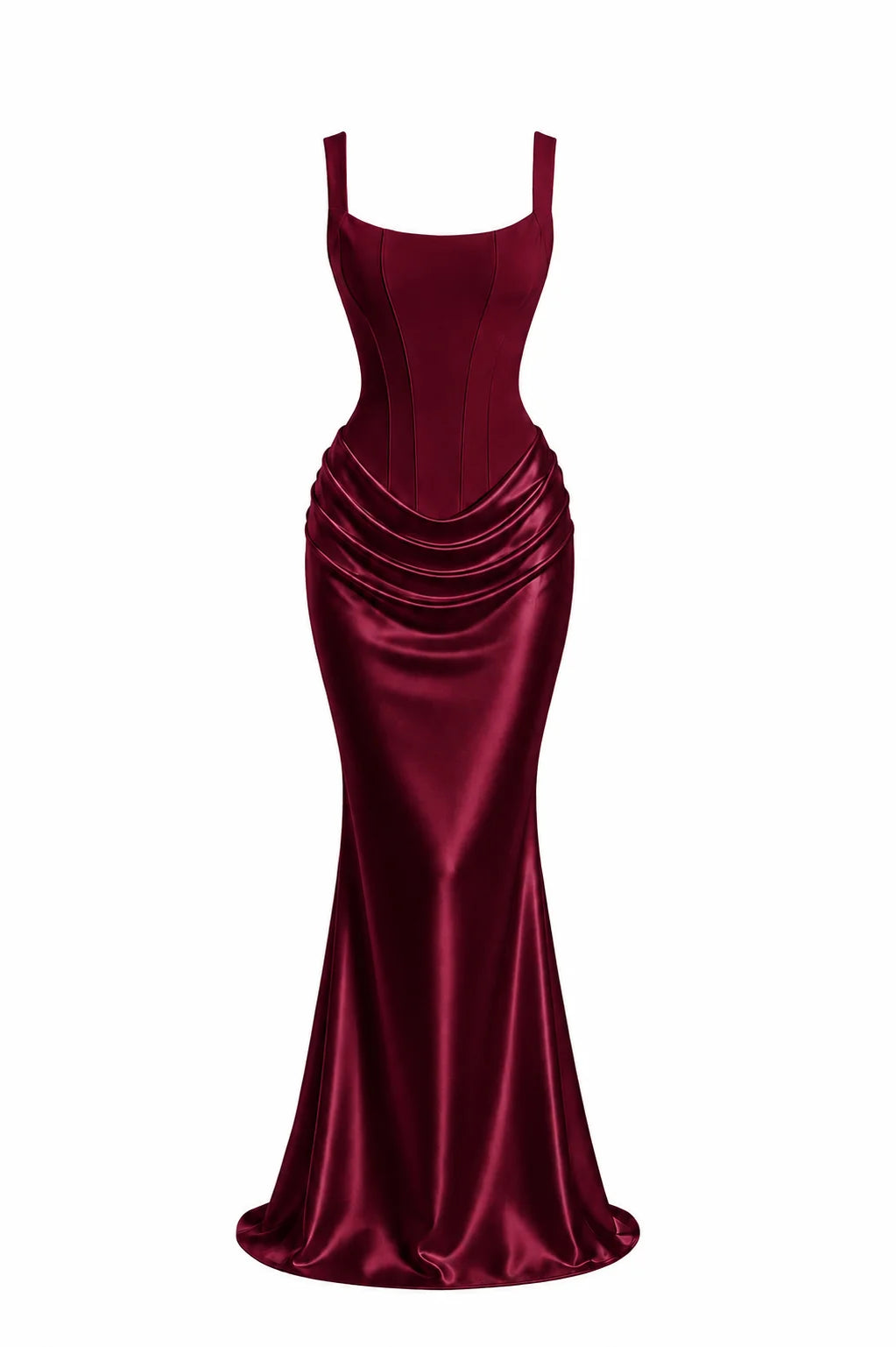 Üstü Korse Eteği Drape Valerie Elbise - BORDO