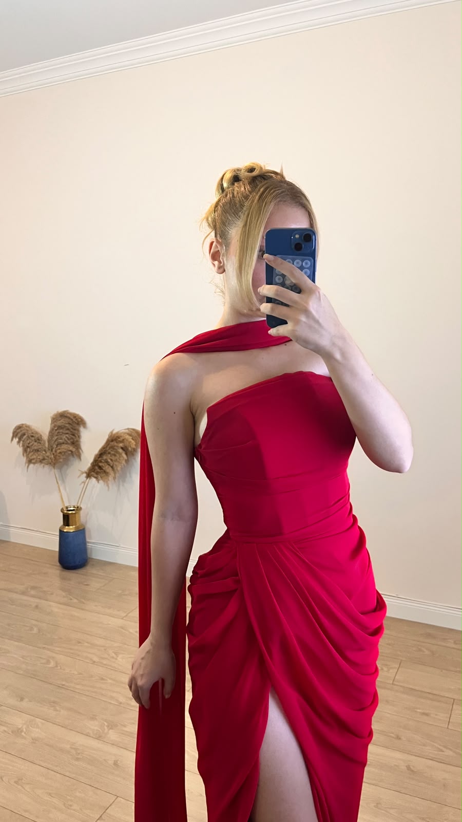 Sırtı Korseli Komple Drape Detaylı Fularlı Diva Dress Abiye - KIRMIZI