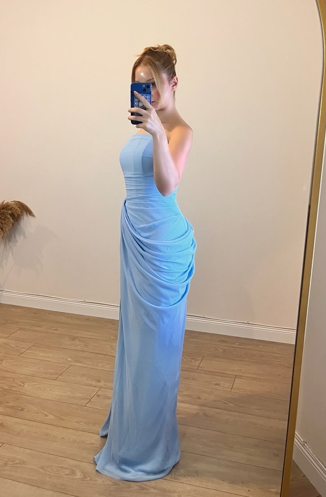 Sırtı Korseli Komple Drape Detaylı Fularlı Diva Dress Abiye - BEBE MAVİSİ