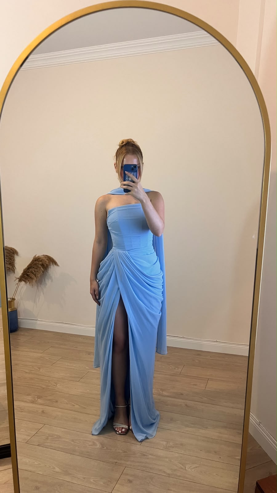 Sırtı Korseli Komple Drape Detaylı Fularlı Diva Dress Abiye - BEBE MAVİSİ