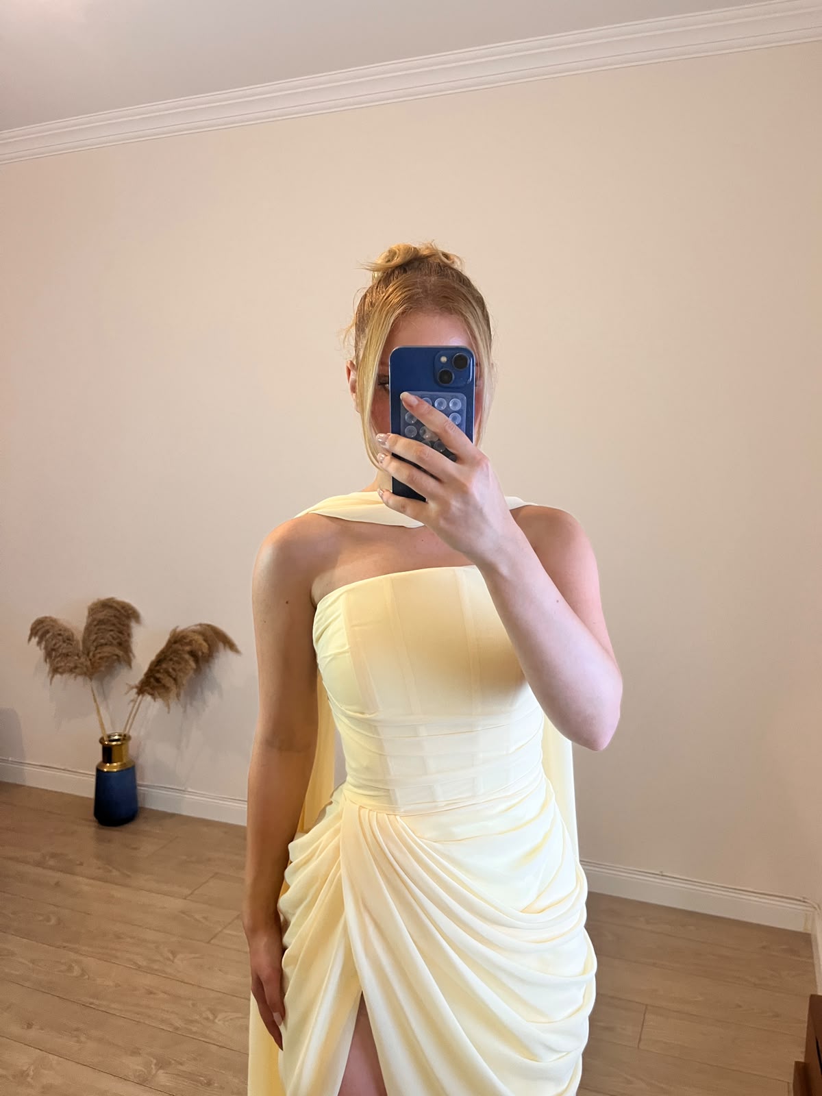 Sırtı Korseli Komple Drape Detaylı Fularlı Diva Dress Abiye - SARI